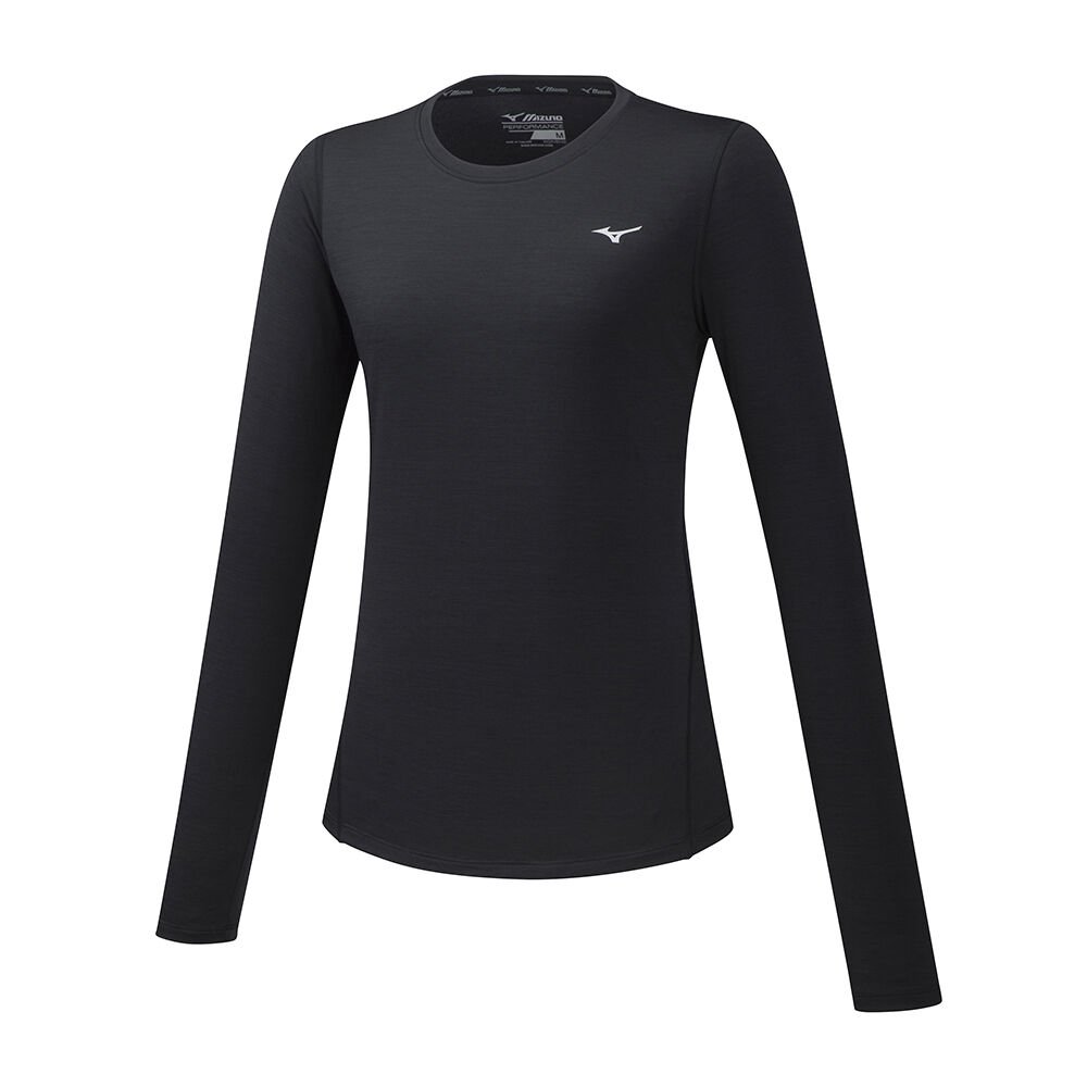 Camiseta Mizuno Running Impulse Core LS - Mulher - Pretas - RJKXY8741